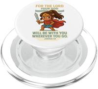 God Is With You - Joshua 1:9 Chibi Anime Warrior Girl design PopSockets PopGrip per MagSafe