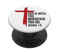 God is With You Wherever You Go Bible Verse Joshua 1:9 Jesus PopSockets PopGrip Adesivo