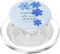 God is Within Her Psalm 46:5 Cute Blue Christian Bible Verse PopSockets PopGrip per MagSafe