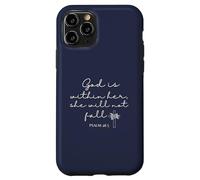 God is Within Her She Will Not Fall 46 5 Bible Verse Blue Custodia per iPhone 11 Pro