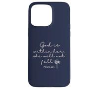 God is Within Her She Will Not Fall 46 5 Bible Verse Blue Custodia per iPhone 15 Pro Max