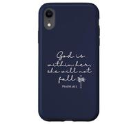 God is Within Her She Will Not Fall 46 5 Bible Verse Blue Custodia per iPhone XR