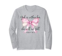 God is Within Her She Will Not Fall Christian Bow Psalm 46:5 Maglia a Manica