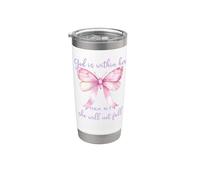 God is Within Her She Will Not Fall Christian Butterfly 46:5 Bicchiere termico in acciaio inox doppia parete
