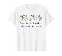God is Within Her She Will Not Fall Christian Butterfly 46:5 Maglietta