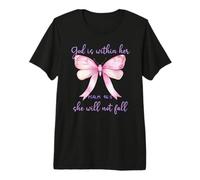 God is Within Her She Will Not Fall Christian Butterfly 46:5 Maglietta Premium