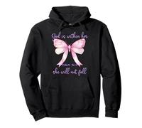 God is Within Her She Will Not Fall Pink Bow Girl Psalm 46:5 Felpa con Cappuccio