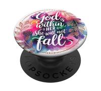 God is Within Her She Will Not Fall Pink Psalm 46:5 Bible PopSockets PopGrip Adesivo