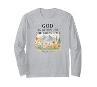 God Is Within Her She Will Not Fall Psalm 46:5 Watercolor Maglia a Manica