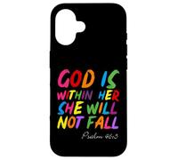 God is within Her She Will Not Fall Shirt Custodia per iPhone 16