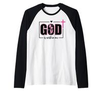 God is Within Me Will I Not Fall Pink Psalm 46:5 Bible Verse Maglia con Maniche Raglan