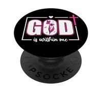 God is Within Me Will I Not Fall Psalm 46:5 Bible Verse Pink PopSockets PopGrip Adesivo