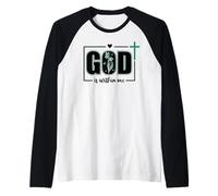 God is Within Me Will I Not Fall Psalm 46:5 Bible Verse Sage Maglia con Maniche Raglan