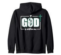 God is Within Me Will I Not Fall Psalm 46:5 Teal Bible Verse Felpa con Cappuccio