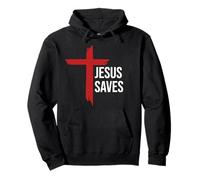 God Jesus Saves Sign Cross Christian Minimal Religious Faith Felpa con Cappuccio