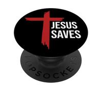 God Jesus Saves Sign Cross Christian Minimal Religious Faith PopSockets PopGrip Adesivo