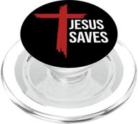 God Jesus Saves Sign Cross Christian Minimal Religious Faith PopSockets PopGrip per MagSafe