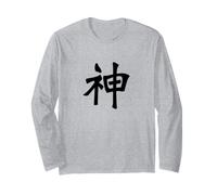 God Kanji/Calligrafia Giapponese Cinese Divine Design Maglia a Manica