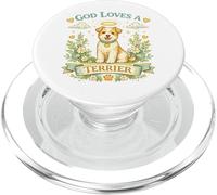 God Loves a Terrier - Angelo per cani con motivo floreale PopSockets PopGrip per MagSafe