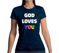 God Loves You - T-Shirt - Lesbico Lgbt Gay Bi Trans Religion Adorazione