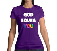 God Loves You - T-Shirt - Lesbico Lgbt Gay Bi Trans Religion Adorazione