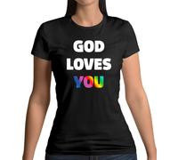 God Loves You - T-Shirt - Lesbico Lgbt Gay Bi Trans Religion Adorazione