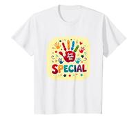 God Made Me Special Christians per Bambini Impronta Colorata Maglietta, Bambini, Bianco, 10 Anni