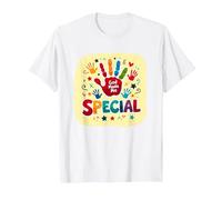 God Made Me Special Christians per Bambini Impronta Colorata Maglietta, Uomo, Bianco, XL