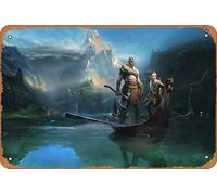 God Of War, Kratos, Atreus, God Of War Game Poster Decorazione artistica da parete per la casa, targa in metallo retrò, 20,3 x 30,5 cm