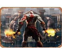 God Of War, videogioco, Kratos (God Of War), God of War II, targa in metallo per la decorazione della casa, bar, caffetteria, club, decorazione da parete, stile vintage, 20,3 x 30,5 cm