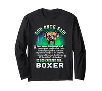 God Once Said So God Created The Boxer Funny Dog Lover Puppy Maglia a Manica