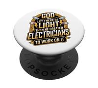God Said Let There Be Light Divertente Elettricista Cristiano PopSockets PopGrip Adesivo