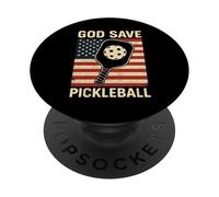 God Save Pickleball - Paletta con bandiera patriottica PopSockets PopGrip Adesivo