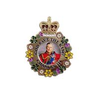 God Save the King Charles III - Spilla a forma di incoronazione, motivo colorato, Metallo