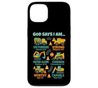 God Says I Am Christian Bible Verses Construction Truck Custodia per iPhone 13