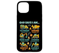God Says I Am Christian Bible Verses Construction Truck Custodia per iPhone 15 Plus