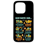 God Says I Am Christian Bible Verses Construction Truck Custodia per iPhone 15 Pro