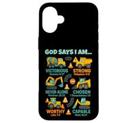 God Says I Am Christian Bible Verses Construction Truck Custodia per iPhone 16 Plus