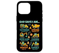 God Says I Am Christian Bible Verses Construction Truck Custodia per iPhone 16 Pro Max