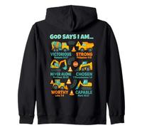 God Says I Am Christian Bible Verses Construction Truck Felpa con Cappuccio