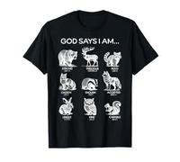God Says I am Forest Animals Bibbia Verse Christian Hiking Maglietta