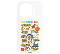God Says I Am Outer Space Themed Bible Christian Kids Boys Custodia per iPhone 15 Pro