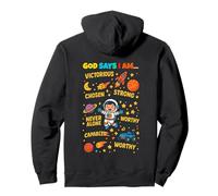God Says I Am Outer Space Themed Bible Christian Kids Boys Felpa con Cappuccio