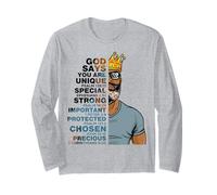 God Says You Are Unique Black Men King Dad Nonno Padre Maglia a Manica