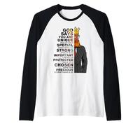 God Says You Are Unique Black Men King Dad Nonno Padre Maglia con Maniche Raglan