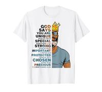 God Says You Are Unique Black Men King Dad Nonno Padre Maglietta
