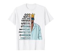 God Says You Are Unique Black Men King Dad Nonno Padre Maglietta