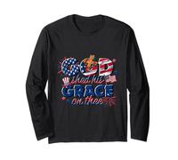 God Shed His Grace Shirt Christian Patriotic American 4 luglio Maglia a Manica