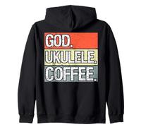 God Ukulele caffè Chitarra Hawaiana Musicista Musica Felpa con Cappuccio