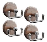 GodbTG 4 Pieces Multi-Functional Wood Grain Suction Cup Hook, Suction Cup Hooks for Door Wreaths Front Door